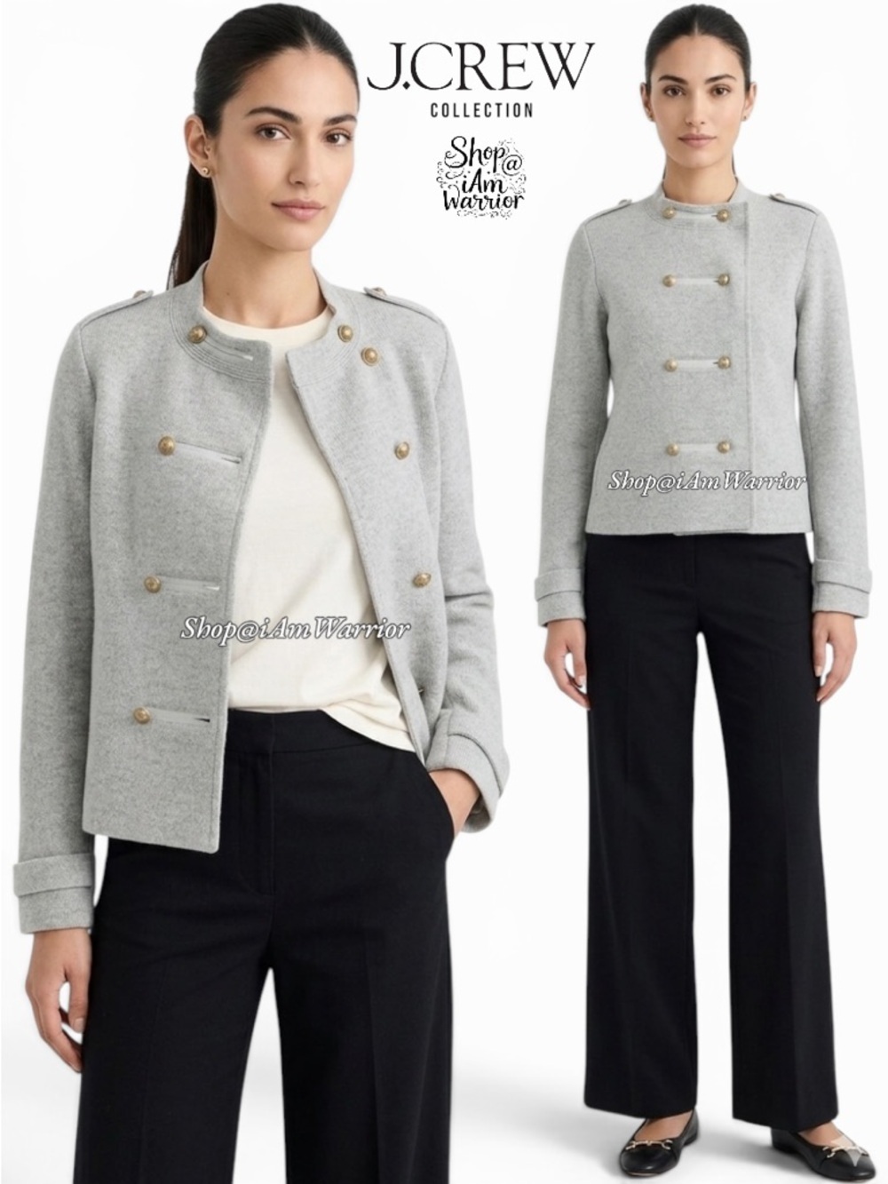 J.Crew Collection military style sweater jacket with brass buttons *iamwarrior